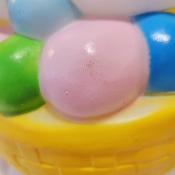 Vintage 80s Easter Bunny Blow Mold w/ a Basket of Lighted Eggs Rabbit 34” - Picture 5 of 6